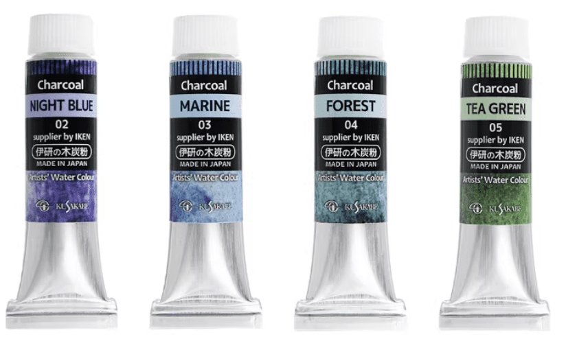 KUSAKABE Charcoal 12 color  10ml Watercolour Set, Professional Pigment Paint for Artists & Students