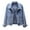 Blue, variant on Jackets for Women Oversized Button Up Frayed Shacket Long Sleeve Pockets Blue,XL