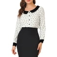 thumbnail image 1 of Unique Bargains Chemise à Manches Longues pour Femmes avec Col Contrastant et Boutons, 1 of 7