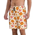 thumbnail image 2 of Kdxio Orange Autumn Leaves Pattern Mens Casual Shorts - Drawstring Summer Beach Sports Shorts for Men, 2 of 5