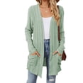 thumbnail image 4 of BOBOGOJP Women's Fall Fashion Cardigan Sweater Lightweight Open Front Long Casual Outfits with Pockets Light Green for Size XXL, 4 of 7