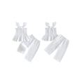 thumbnail image 2 of BemeyourBBs 2Pcs Toddler Baby Girl Summer Clothes Cotton Linen Outfits Fly Sleeve Ruffle Smocked Tank Tops Wide Legs Pants Set, 2 of 9