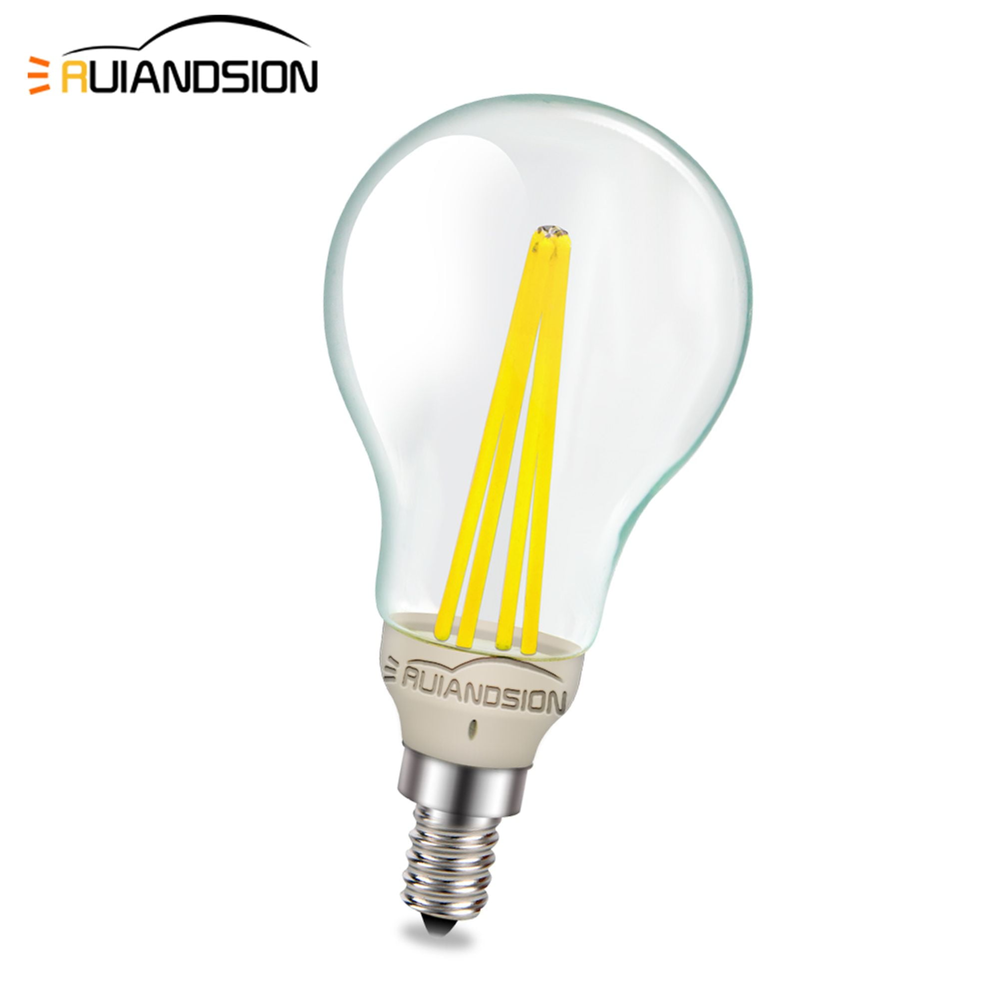 Ruiandsion 10-Pack E12 Base LED Filament Light Bulbs, 110V AC 4W 600LM 6000K Daylight,360° Beam for Boat Marine RV Lighting, Vintage A19,Replacement