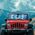thumbnail image 3 of Uorisanigo Windshield Sun Shade Cover for Jeep Wrangler JK JKU JL JLU 1997-2025 & Jeep Gladiator JT 2020-2024 Blue Tie Dye Car Sunshade Sun Visor Blocks UV Rays and Keep Vehicle Cool, 3 of 7
