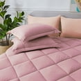 thumbnail image 3 of HIG 7 PCS Reversible Washed Microfiber Comforter set with Sheets, Diamond - Stitched King Bed in a Bag, Dusty Pink, 3 of 10