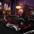 thumbnail image 6 of Manfei Gothic Dragon Animals Zipper Full Size Comforter Sets with Fitted Sheet and 2 Pillowcases,Vintage Rose Flowers Zipper Bedding Set,Red Black,Black Reversible,4pcs, 6 of 8