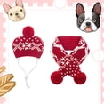thumbnail image 3 of Visland 1Set Pet Hat Scarf, Autumn Winter Warm Dog Cat Knitted Snowflake Beanie Neckerchief for Christmas, 3 of 5