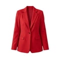thumbnail image 7 of Women's Single Button Blazer Notched Lapel Long Sleeve Suit Jacket Solid Color formal office Business Casual Suit Coat for Ladies Red, 7 of 7