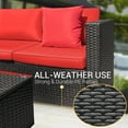 thumbnail image 4 of Devoko 5 Pieces Patio Sectional Set Outdoor Wicker Rattan Sofa with Cushion and Glass Table, Red, 4 of 9