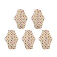 thumbnail image 1 of 5pcs Bamboo Charcoal Cloth Menstrual Pads Super Absorbent Floral Printed Reusable Sanitary Pads for Women M Size T18, 1 of 5
