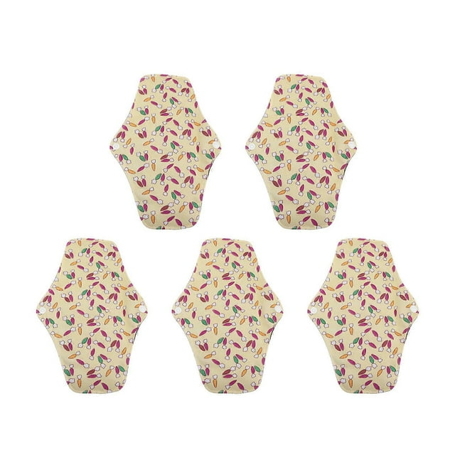 5pcs Bamboo Charcoal Cloth Menstrual Pads Super Absorbent Floral Printed Reusable Sanitary Pads for Women M Size T18