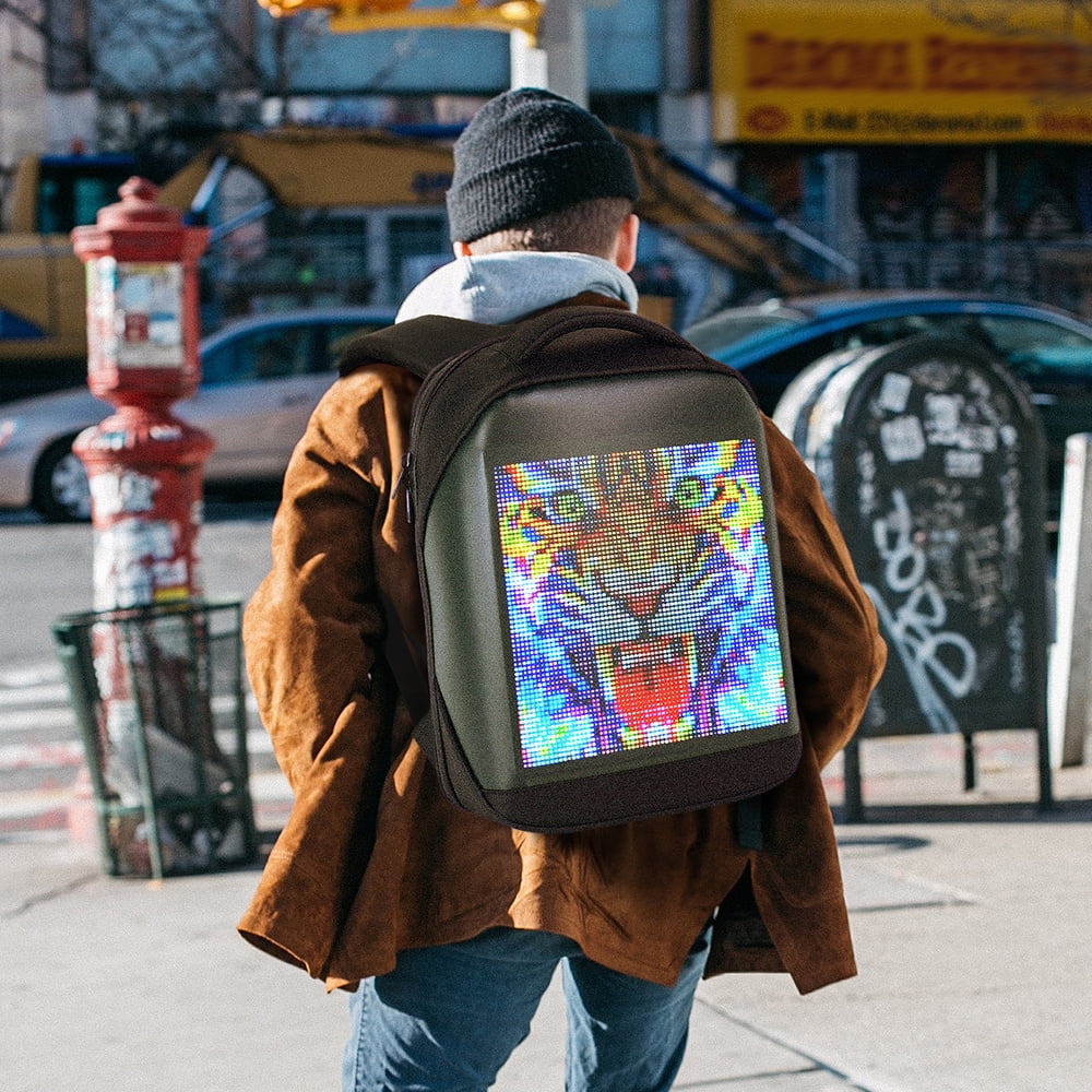 mochila pantalla led
