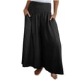 thumbnail image 4 of Fengqque Womens Elastic High Waisted Palazzo Pants Plus Size Wide Leg Long Lounge Pant Trousers with Pocket Black L(L), 4 of 9