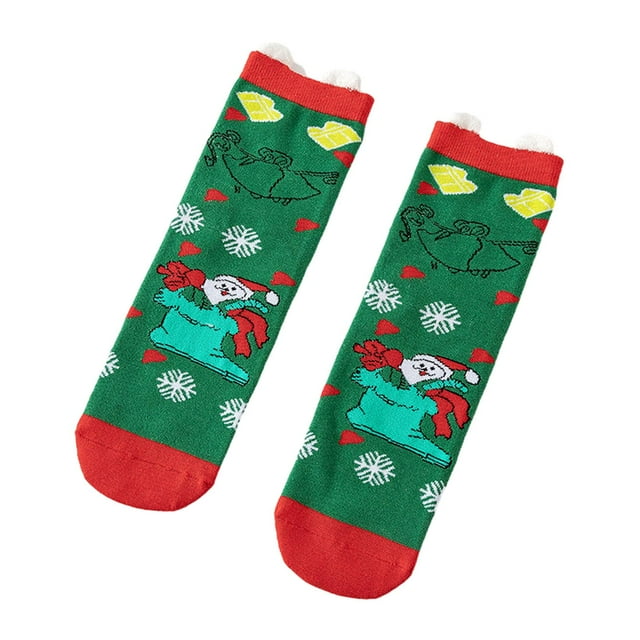 Christmas Socks Womens Crew Socks, Holiday Colorful Socks, Xmas Socks for Winter R