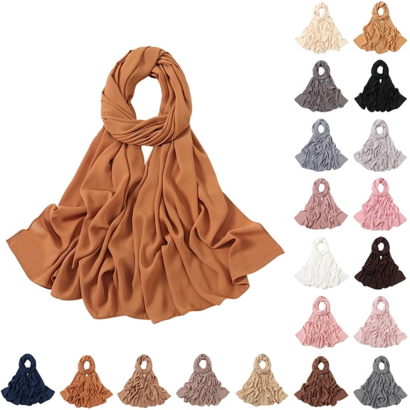 Muslim 'S Classic and Practical Women's Solid Color Casual Scarf Headscarf, Gauze Linen Feeling Scarves Lightweight Soft Beach Shawl Wraps, Women Hijab Cloth Islam Turban Wraps Beige One Size