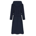 thumbnail image 7 of Fleece Hooded Robes for Women Solid Color Bathrobes Contrast Belt Hoody Soft Nightgown Short Above Knee Pajamas Loungewears with Pockets (Includes Belt), 7 of 7