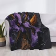 thumbnail image 3 of Qekee Ornate Purple Floral Vase Print Throw Blanket, Flannel Home Decor, All Season Reversible Sherpa Bedding-80"x60", 3 of 6