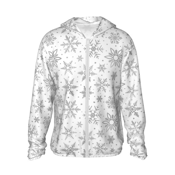 Fotbe Snowflake Minimalist Chaqueta con Protección Solar UPF 50+ para Hombre y Mujer, Camisa con Capucha y Bolsillos-X-Large