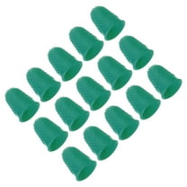 Uxcell Rubber Finger Tips, Pack Silicone Thumb Fingertip Protector Finger Cots Covers Guard Pads Thimble Grips for Office, Green 15pcs S Size