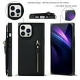 thumbnail image 2 of Nalacover Zipper Wallet Case for iPhone 14 Pro, Luxury PU Leather Crossbody Lanyard Shoulder Strap Magnetic RFID Blocking Cover with Kickstand Card Slots Holder Shockproof Case, Black, 2 of 10