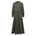 thumbnail image 4 of Felwors Robe Décontractée Unie pour Femmes Col en V à Boutons Manches Longues Robe Longue Ample, 4 of 8