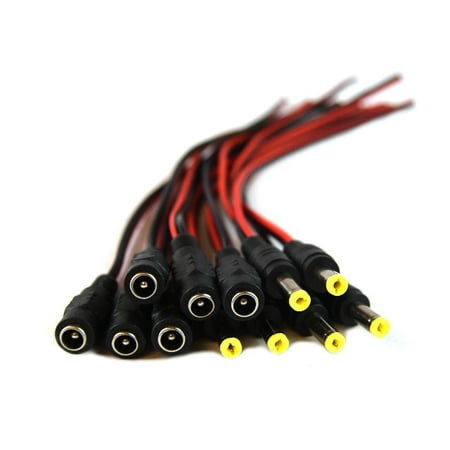 6 Male 6 Female Red Black DC Power Pigtails Adapter CCTV DVR Camera Lead (Best Camera Application For Laptop)