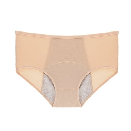

Leak Proof Panties Breathable Underwear For Women Cotton Crotch Mid Waist Solid Color Stretch Briefs Full Panty Gym Underwear Athletic Supporter Hipster Tanga Panty Beige XXXXXL