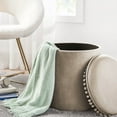 thumbnail image 4 of Kvell Pom Pom 15" Kids Storage Ottoman, Velvet Upholstery, Taupe, 4 of 9