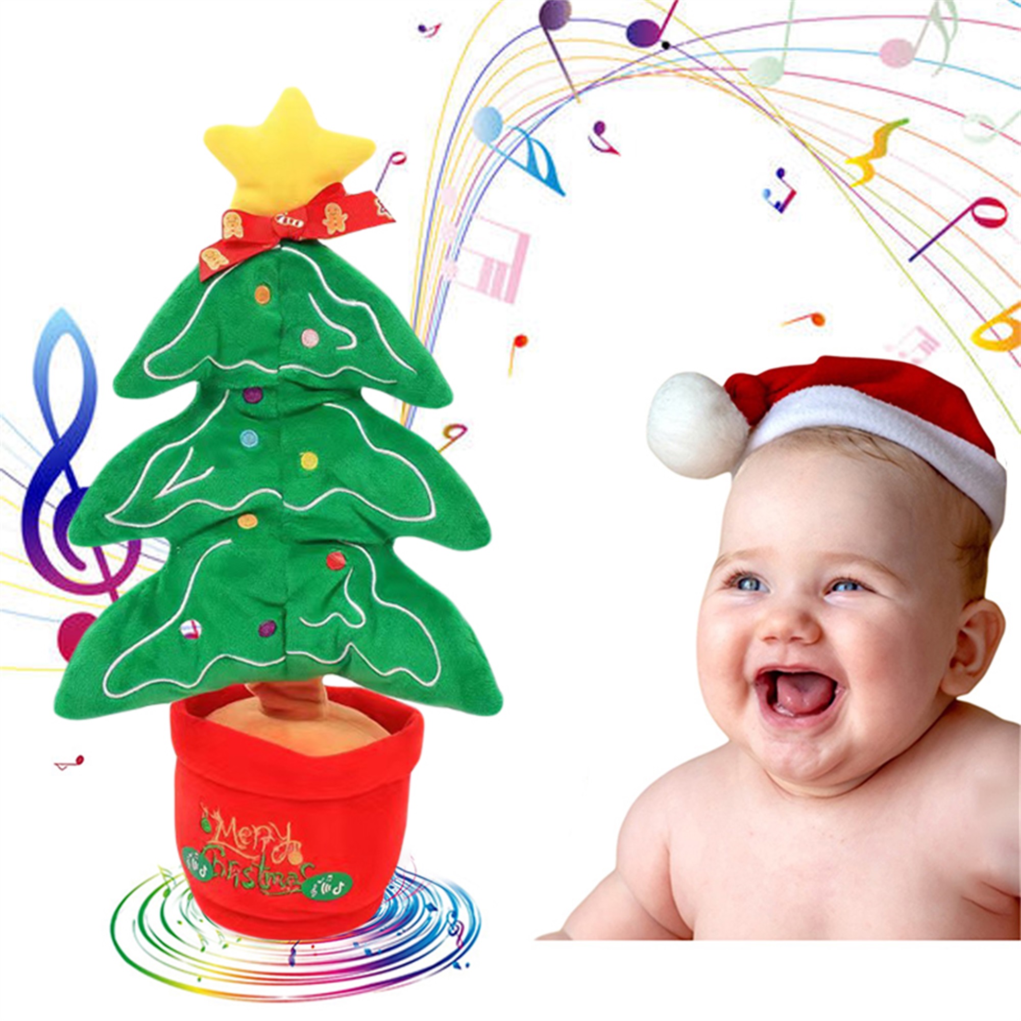 Polinkety Dancing Christmas Plush Toy, Twisting Interactive Toy with