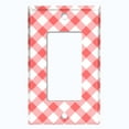 thumbnail image 2 of Metal Light Switch Wall Plate Outlet Cover (Pastel Red Gingham Picnic Wallpaper - Single Rocker), 2 of 2