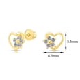 thumbnail image 2 of Tilo Jewelry 10K Yellow Gold Small Heart & Flower CZ Stud Post Earrings with Secure Screw-Backs | Everyday Dainty Small Earrings for Women & Unisex, 2 of 8