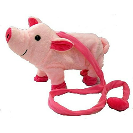 My Pink Pet Pig Wiggling, Walking / Oinking, Electronic Piggy with Remote Controlled Leash -Plush Toy with