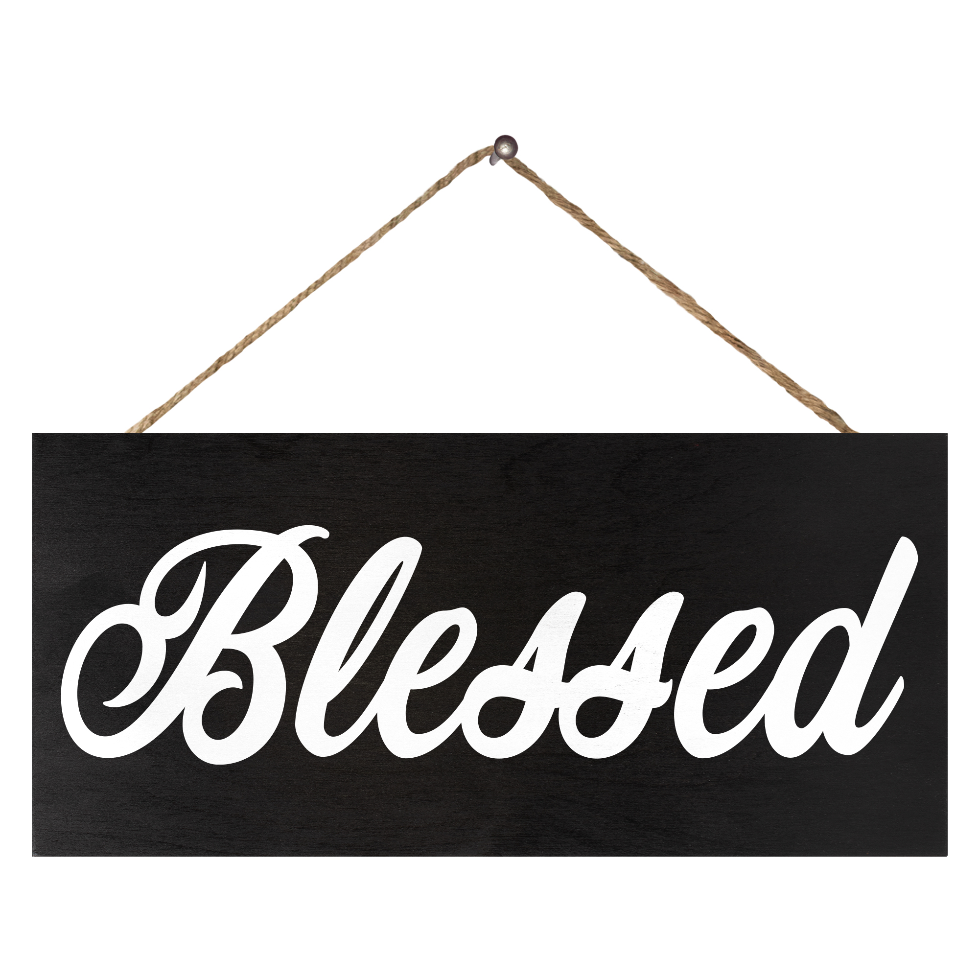 JennyGems Blessed Wood Script Sign, 13x6 Inch Wood Wall Art, Blessed