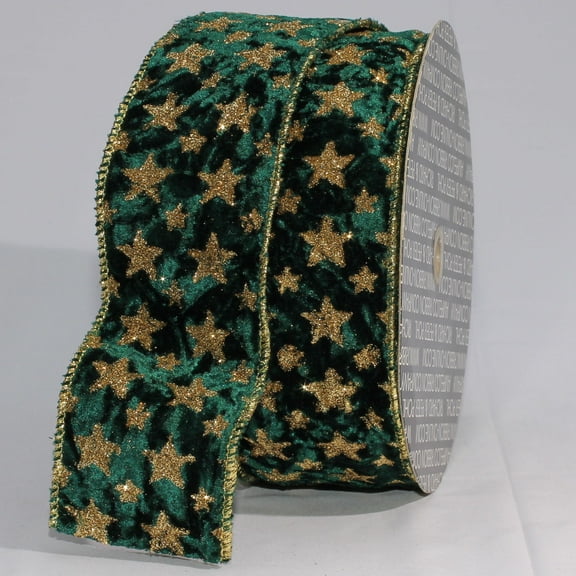 The Ribbon People Green and Gold Craft Ribbon Trim with Glitzerstern 3" x 20 Yards