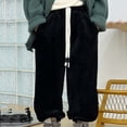 thumbnail image 2 of IFNWSV Boys Sweatpants Double Sided Fleece Lined Thermal Tapered Leg Drawstring Elastic Waist Winter Long Pants Black 1-2 Years, 2 of 3