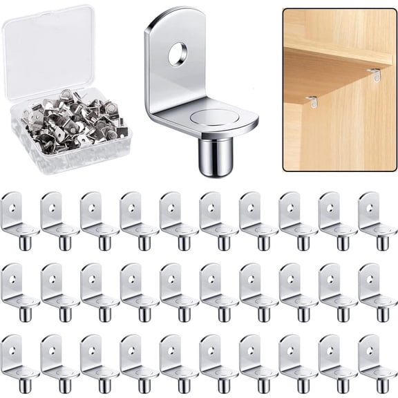 1/4 Inch Shelf Support Peg，Support Cabinet Shelf Pins，Shelf Bracket Pegs with Hole，L-Shaped Furniture Replacement Peg for Cabinets,Shelves,Wodrob(40Pcs）