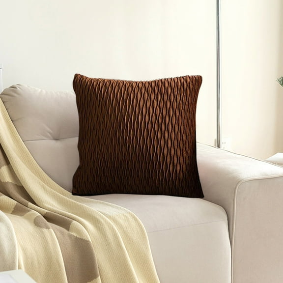 HKEJIAOI Striped Velvet Pillow Cover 18x18 Inch Soft Fade Resistant Zipper Closure for Living Room Bedroom Decor