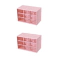 thumbnail image 1 of Bearachild Almacenamiento semitransparente Aplicación exquisita Cajón Caja de almacenaje para cables Contenedor para el aula Caja de 9 cuadrícula rosa 2Conjunto, 1 of 1