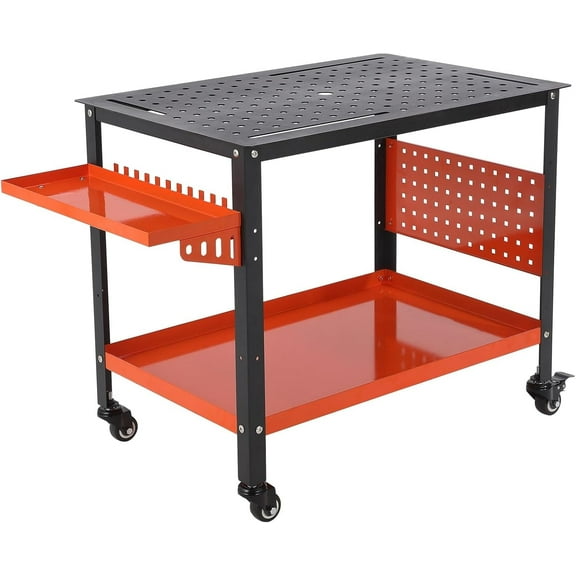 2025 New 36"x24" Steel Welding Table,1200 Lb Portable Welding Fixture Table, Rolling Welding Table with 5/8" Holes for Shop Garage