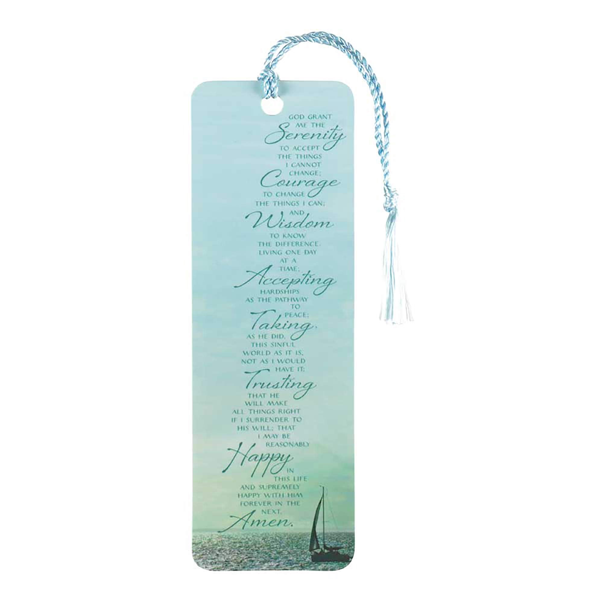 Serenity Prayer Blue 6 x 2 Paper Bookmark with Tassel