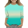 thumbnail image 2 of Drmagiyhm Light Blue Girls 3/4 Sleeve Tops Size 10-12 Casual Floral Print Shirt Trendy Cute T-Shirt Girls Fall Winter Crewneck Tops 11-12 Years, 2 of 4