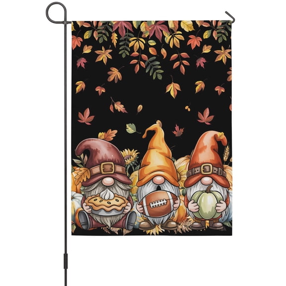 Thanksgiving Fall Garden Flag 12 x 18 Inches, Gnome Leaves Sunflower Weather Proof Outdoor Patio Flags Double Sided Small Garden Decoration for Yard Outside Home