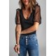 thumbnail image 3 of ABPHQTO Top de manga farol de malla negra para mujer, 3 of 5
