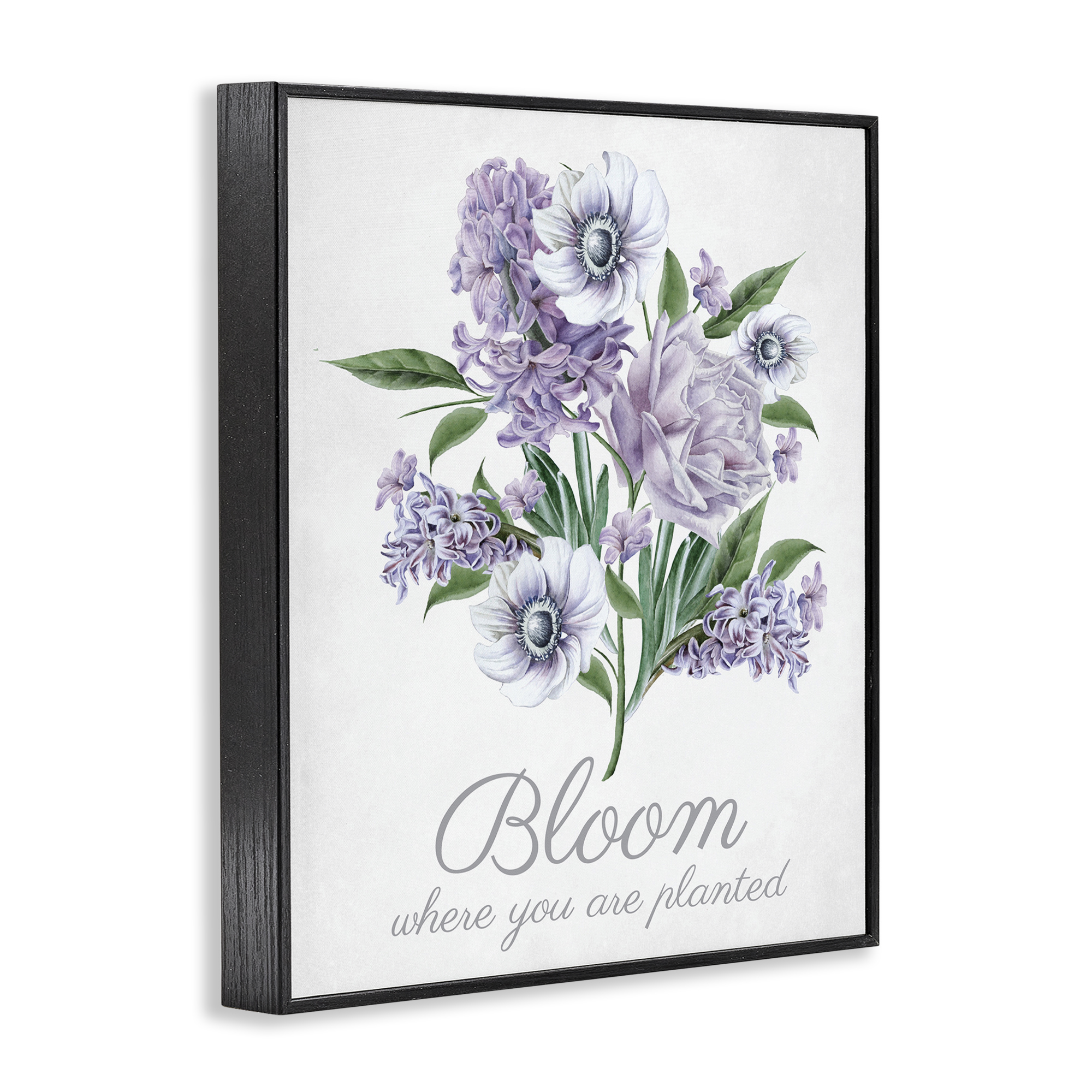 Stupell Industries Vintage Bloom Phrase Botanical & Floral Painting Black Framed Art Print Wall Art, 16 x 20