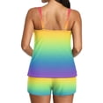 thumbnail image 5 of Two Piece Tankini Swimsuits for Women Gradient Tummy Control Bathing Suit with Shorts Athletic Swimwear, L, 5 of 7