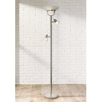 360 Lighting 3 in 1 Modern Torchiere Floor Lamp with Side Lights 70" Tall Brushed Nickel White Glass Shades for Living Room Reading Bedroom House Home