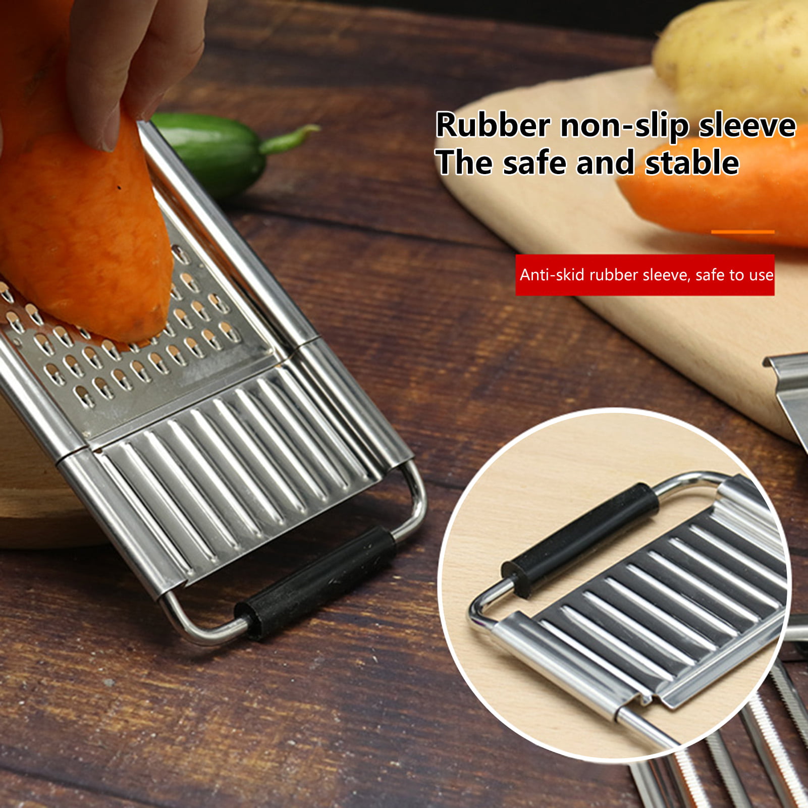 Multi-Purpose Vegetable Slicer 3 adjustable Blades sets Stainless Steel  CutterCu