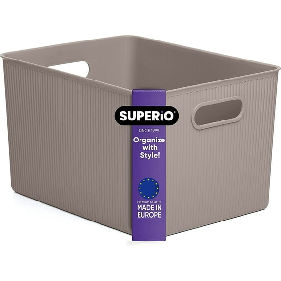 Superior 22 L Ribbed Storage Bin Taupe