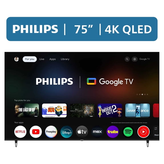 Philips 75" Class QLED 4K UHD (2160p) Google Smart TV (75PQL7456/F7)
