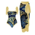 thumbnail image 1 of MKLEKYY Traje De Baño Mujer Women 1 Piece Swimwear+1 Piece Cover Up Two Piece Vintage Print Swimsuit Monokini Bikini 2 Piece Swimsuits Two Piece Tankini Set 975, 1 of 4